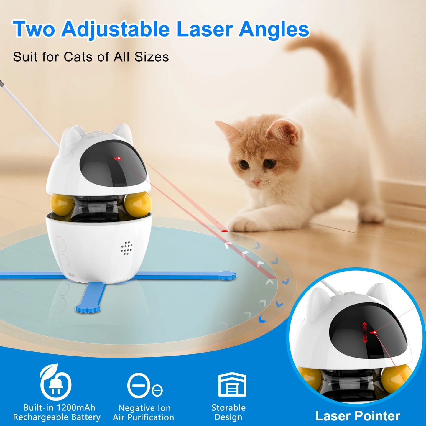 Jouet Interactif 4 en 1 pour Chat – Laser, Plume & Balle | Rechargeable USB