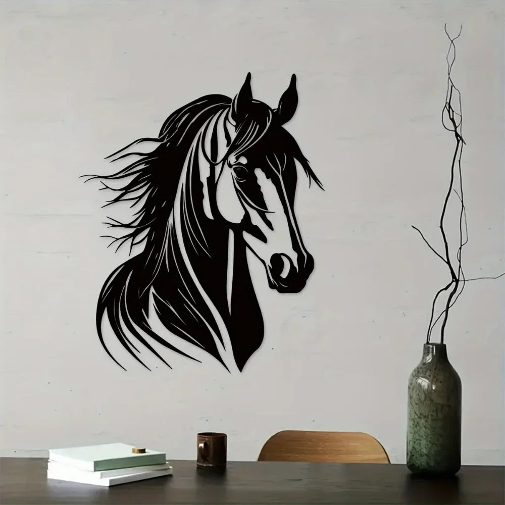 Charmante tête de cheval décorative murale en métal