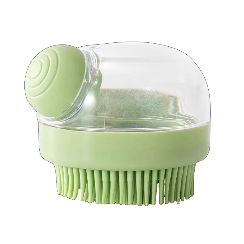 Brosse de Bain Massante en Silicone pour Chien & Chat – Distributeur de Shampoing Intégré