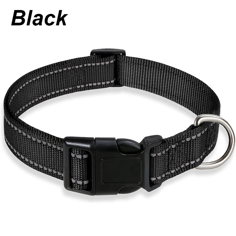 Collier Réfléchissant en Nylon pour Chien – Réglable, Visible de Nuit, 7 Couleurs, S à XL