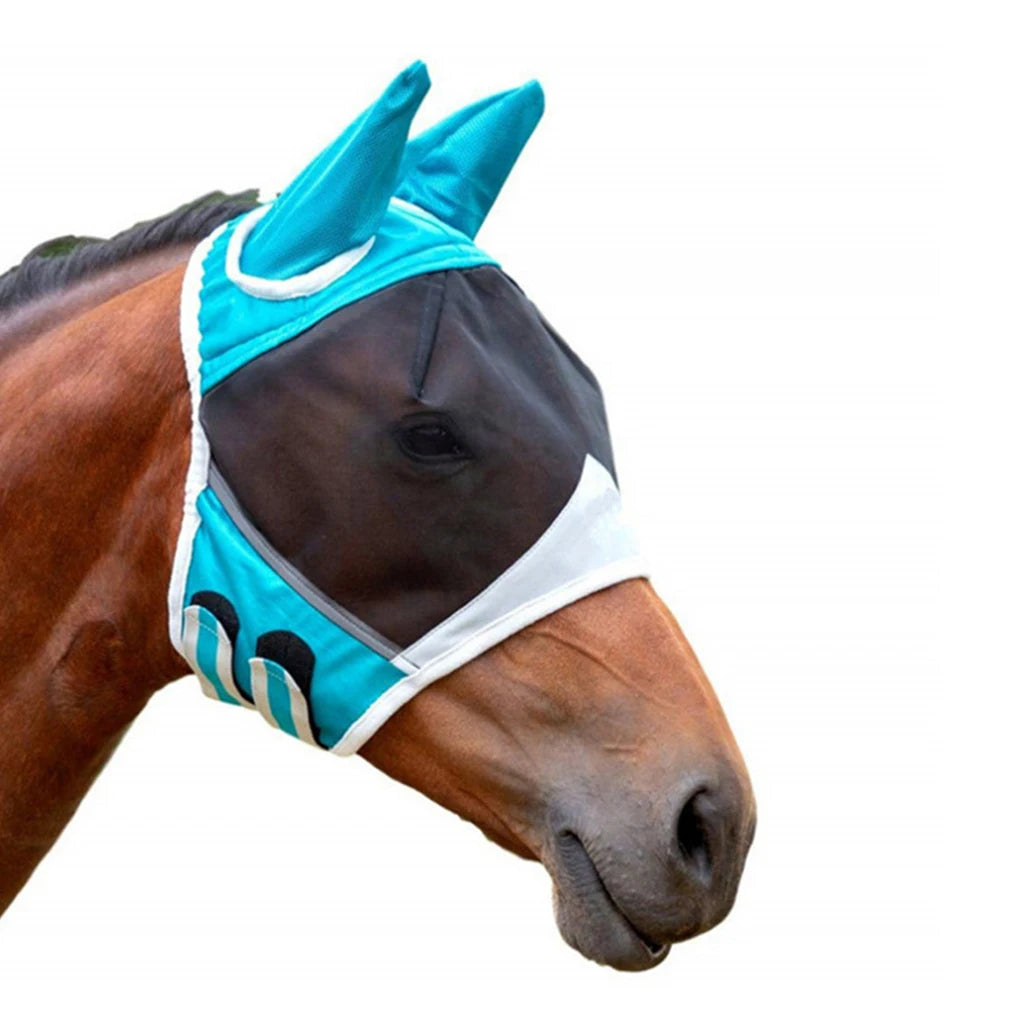 Masque anti-mouches pour cheval – Respirant, réglable et confortable (S / M / L)