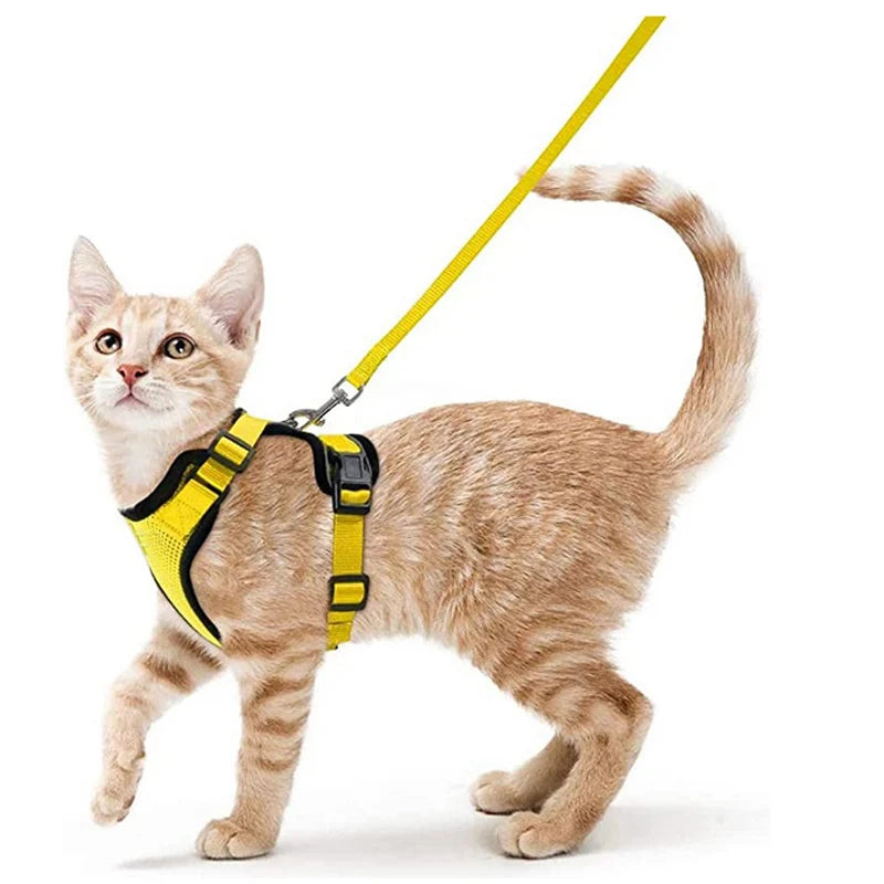Kattenharnas en -riem, zacht en verstelbaar ontsnappingsbestendig vesttuigje voor katten, EasyControl