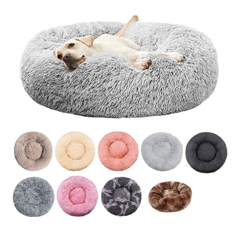Lit rond en peluche pour chien et chat – Lavable, toutes saisons (40 à 90 cm)