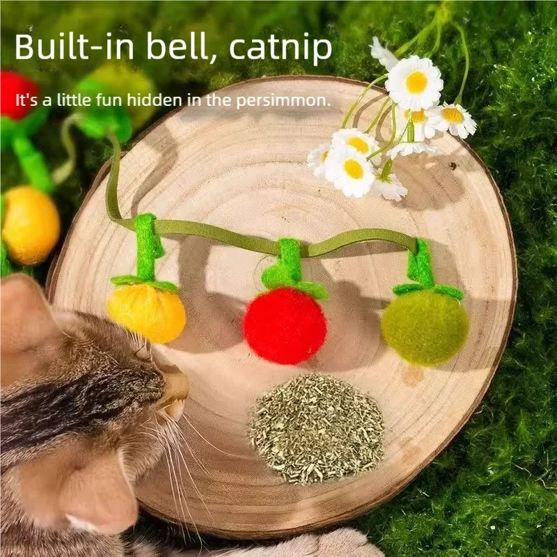Jouet Tomate pour Chat — Ficelle avec Clochette & Herbe à Chat, Lot de 1, 3 ou 5