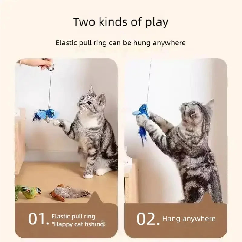 Jouet Plume Oiseau pour Chat – Son Simulé & Anti-Ennui