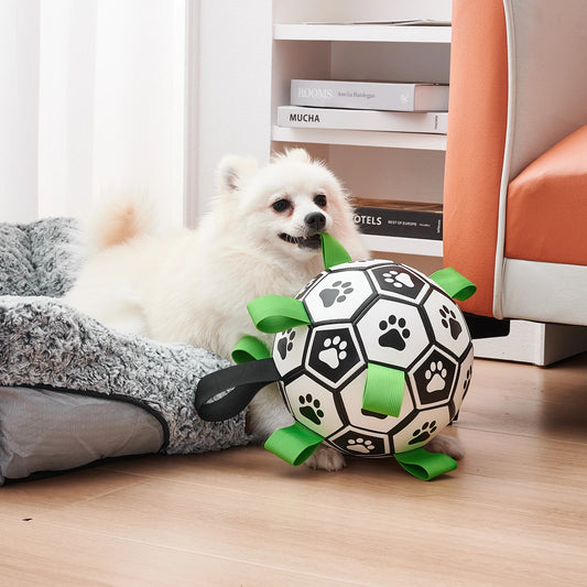 Ballon de Football en Cuir pour Chien – Mordant & Entraînement Extérieur, 12,5 à 22 cm