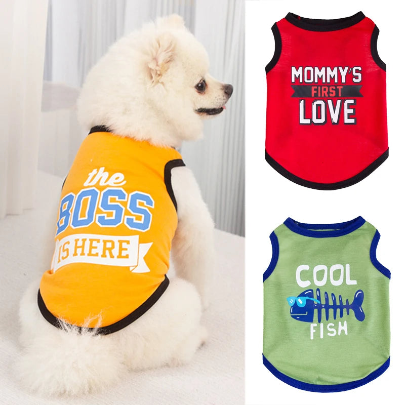 Gilet d'Été en Coton pour Chien & Chat – Motifs Imprimés, Tailles XS à XL