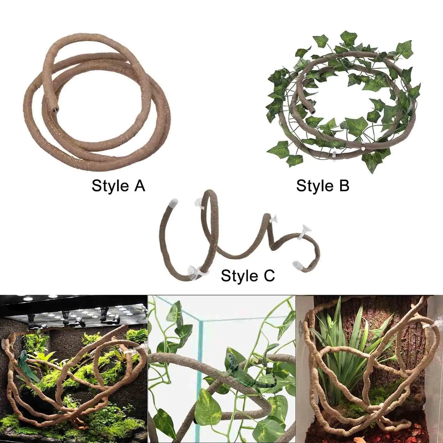 Lianes Décoratives Flexibles pour Terrarium – 100 cm