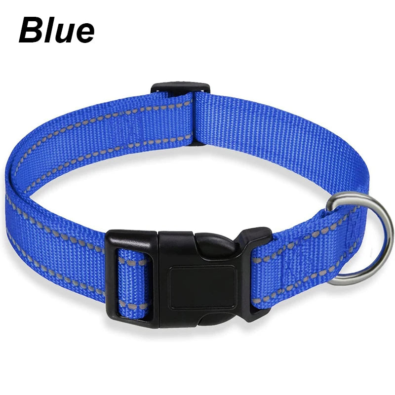 Collier Réfléchissant en Nylon pour Chien – Réglable, Visible de Nuit, 7 Couleurs, S à XL