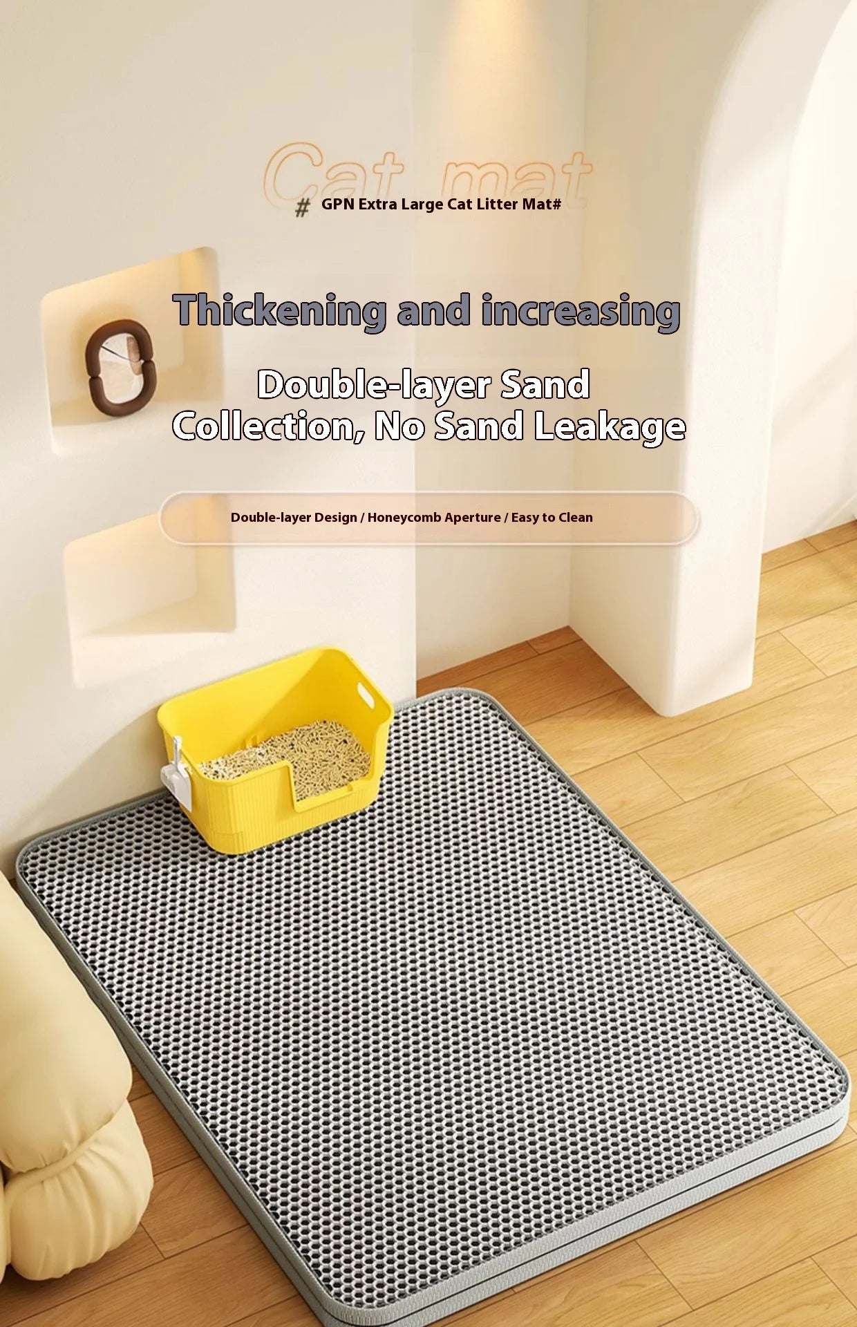 Tapis de Litière pour Chat – 2 Couches, Imperméable & Antidérapant
