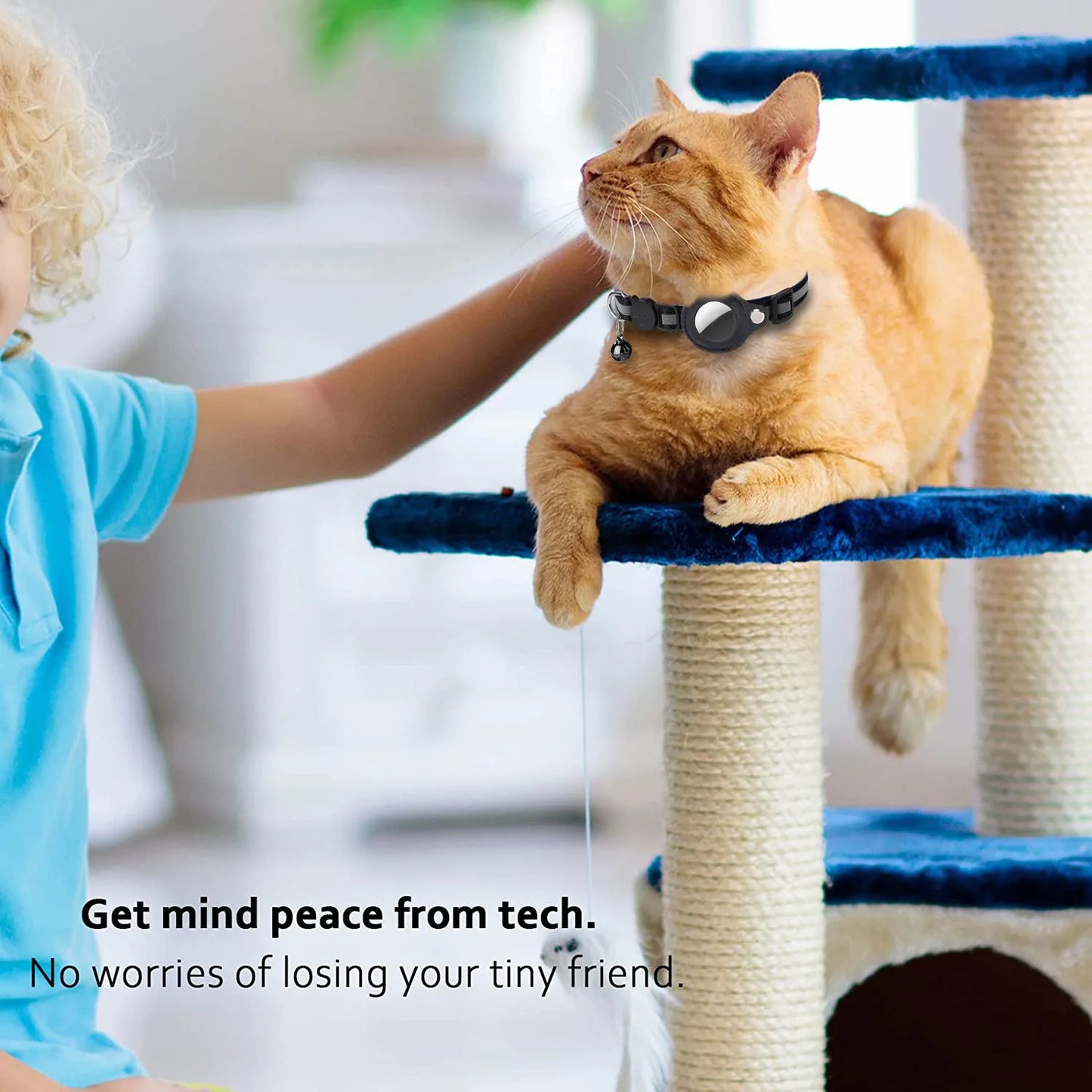Collier pour chat avec support AirTag – Réfléchissant & Cloche