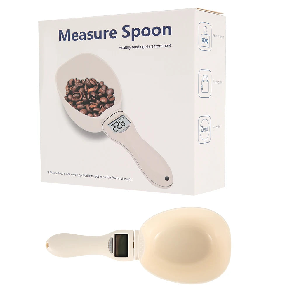 Cuillère à mesurer les aliments pour animaux de compagnie, tasse à mesurer électronique pour aliments pour chiens et chats, cuillère numérique, balance de cuisine avec affichage LED