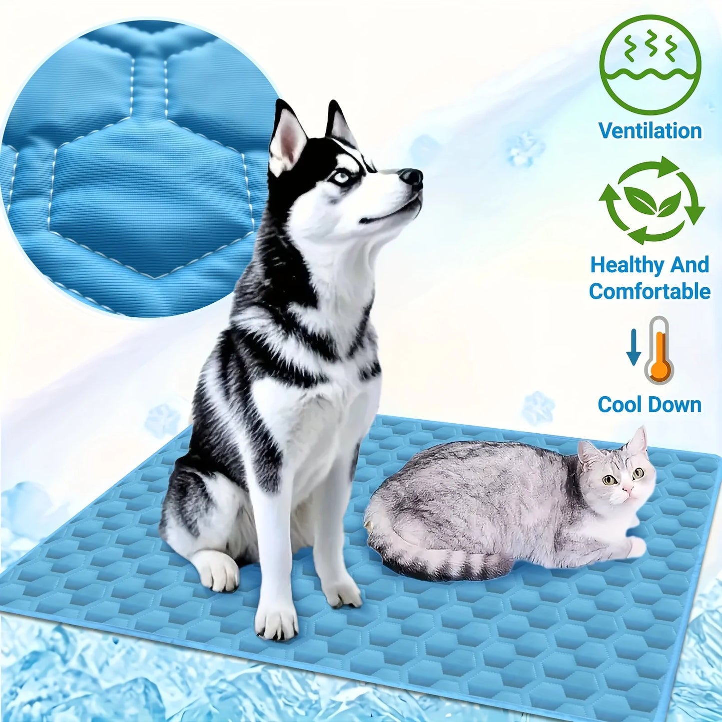 Tapis rafraîchissant pour chien, lavable, portable, pour l'été, couverture en soie glacée pour chiens et chats, tapis de couchage respirant pour canapé