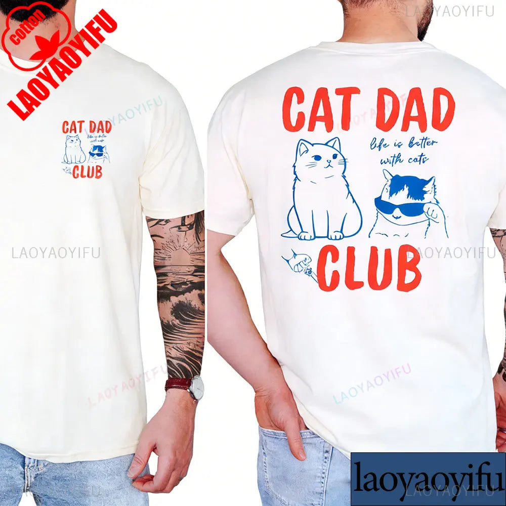T-shirt Cat Dad Club — Homme | Coton Graphique Manches Courtes