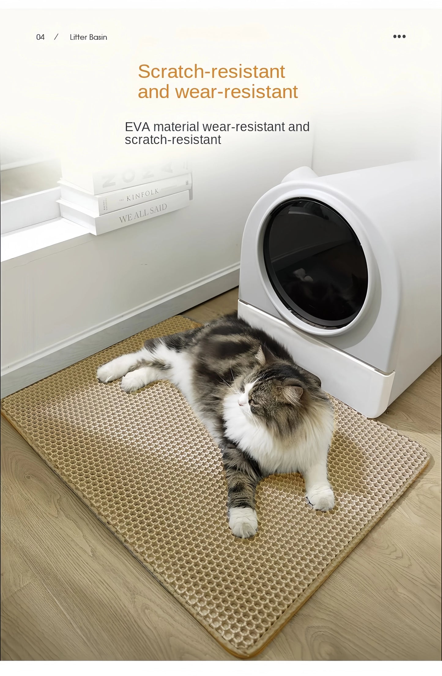 Waterdichte, dubbellaagse kattenbakmat, antislip, wasbaar. Huisdierreiniging.