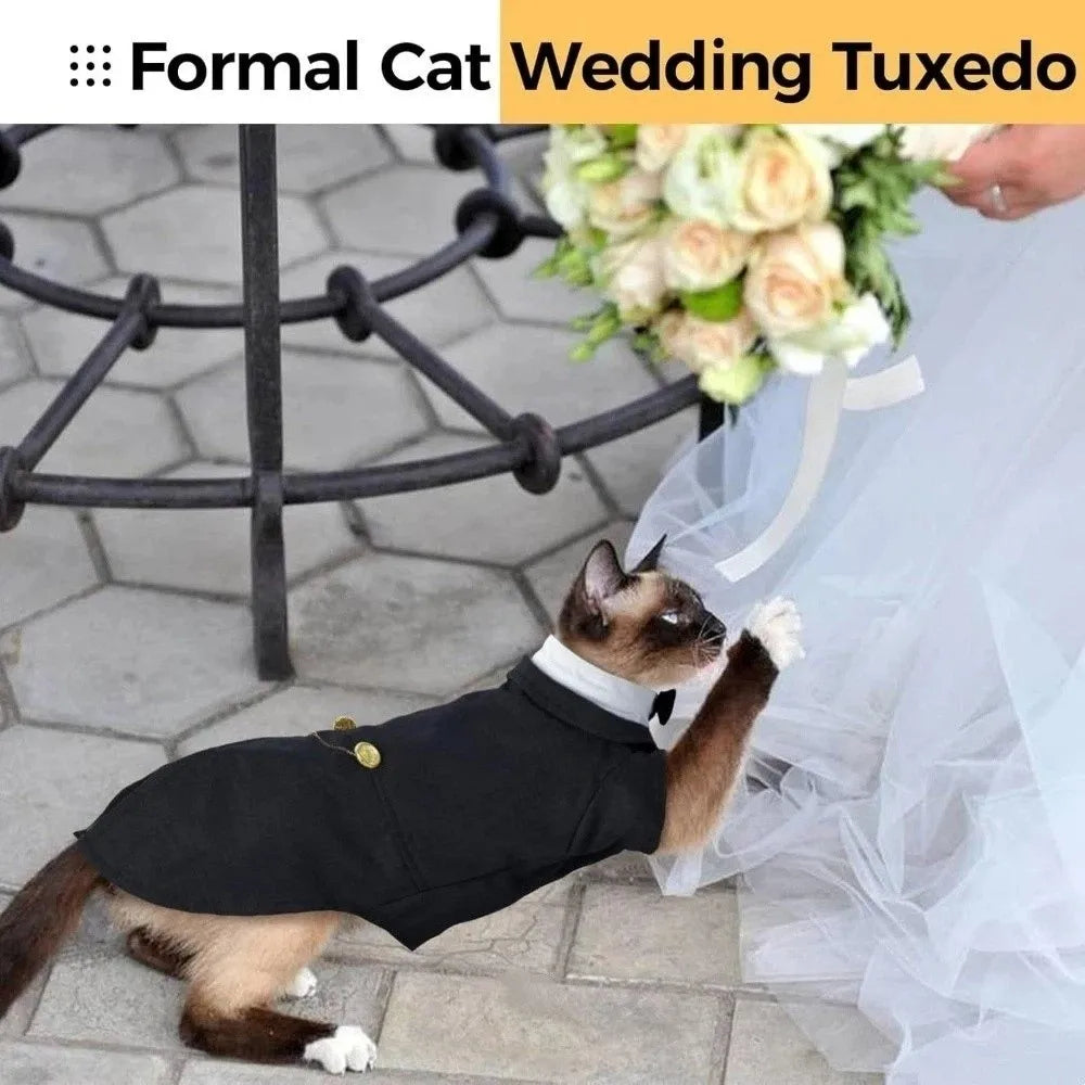 Kattenshirt/vest - Kattenkleding - Verjaardagsoutfit - Formele outfit - Kattenshirt - Kleding voor huisdieren - Kattenvest voor bruiloft of verjaardag