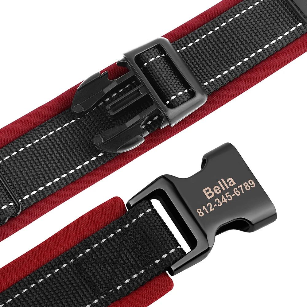 Collier pour Chien Personnalisable | Réfléchissant, Rembourré & Médaille Gravée Offerte