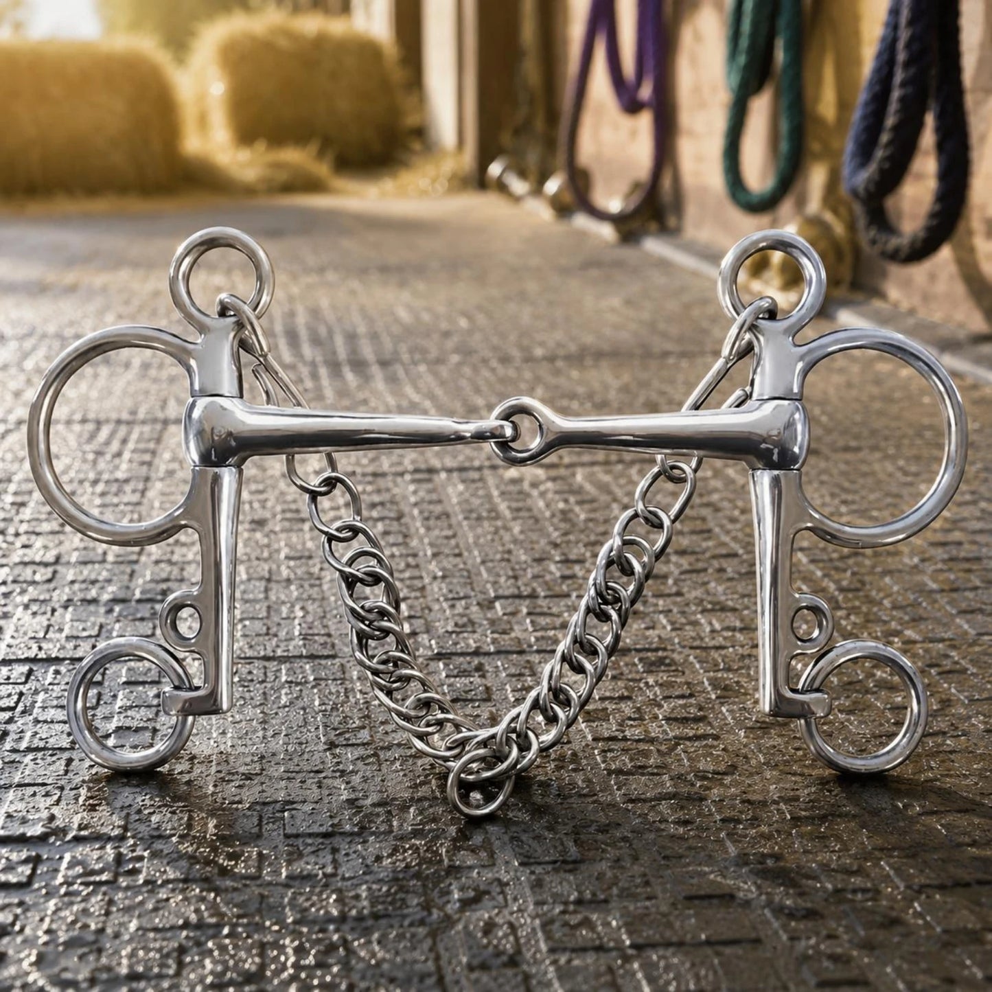 Mors Pelham Articulé en Inox avec Chaîne de Bride – 127 ou 135 mm