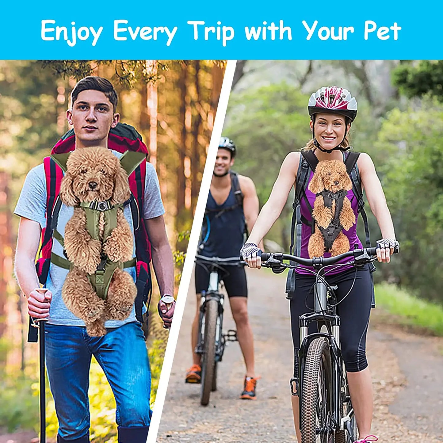 Sac à Dos de Transport pour Chat & Chien – Nylon Respirant, Porté Devant/Dos, S à XL