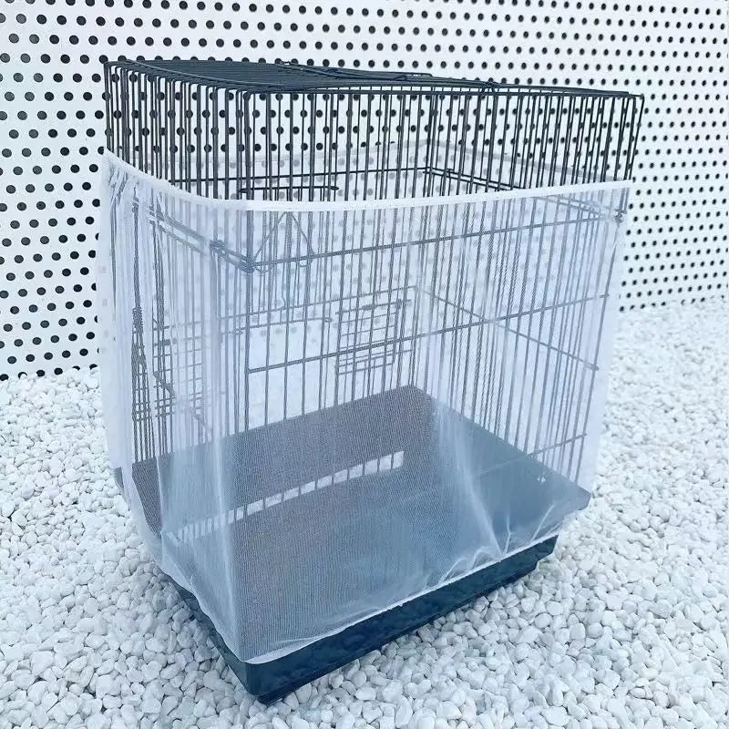 Housse universelle pour cage à oiseaux en maille de nylon, pare-graines, jupe de protection, filet souple, facile à nettoyer, anti-poussière, aérée, fournitures pour animaux de compagnie, cage à oiseaux
