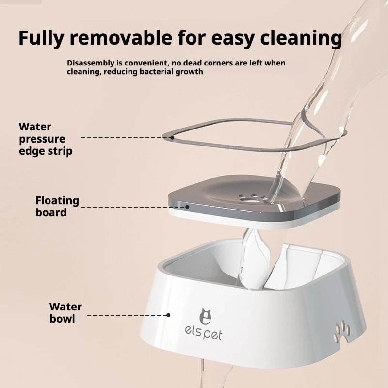 Antiknoeihondenwaterbak, langzaam drinkende waterdispenser met anti-stik drijfschaal.