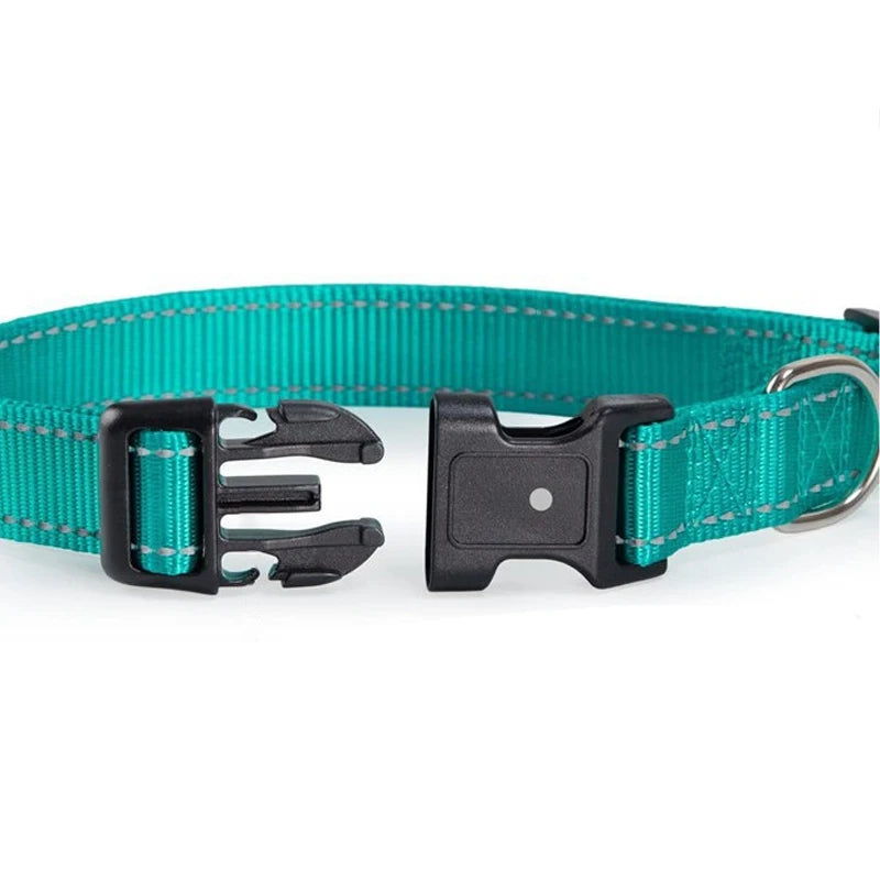 Collier Réfléchissant en Nylon pour Chien – Réglable, Visible de Nuit, 7 Couleurs, S à XL