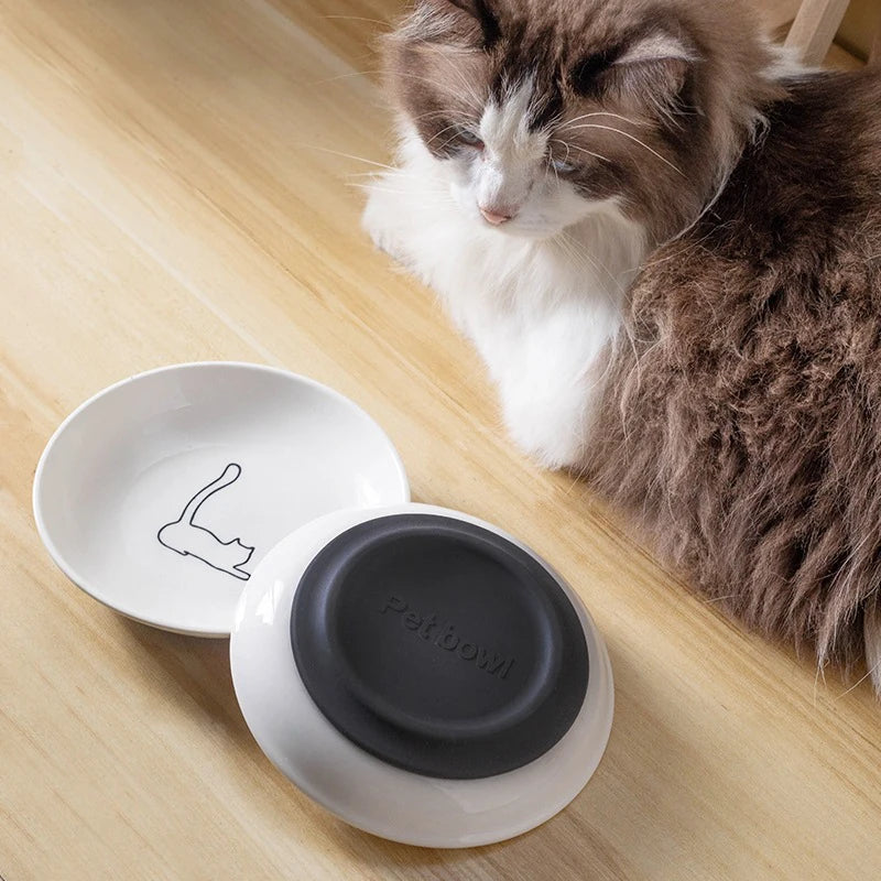 Keramische kattenvoerbak; antislip siliconenmat; schattige kittenaccessoires; praktische voerbak voor huisdieren