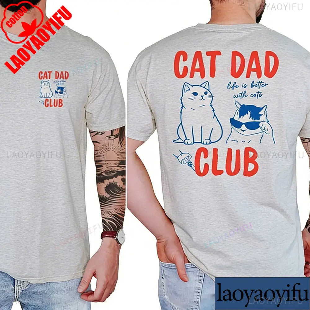 T-shirt Cat Dad Club — Homme | Coton Graphique Manches Courtes